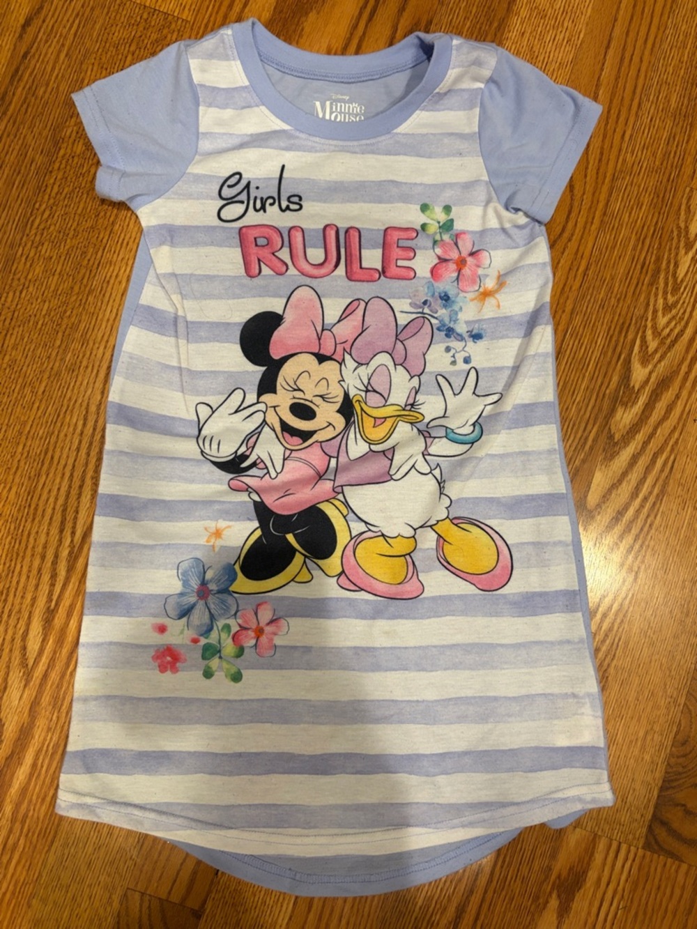 Disney Girls Rule Minnie & Daisy Striped Light Blue Nightgown